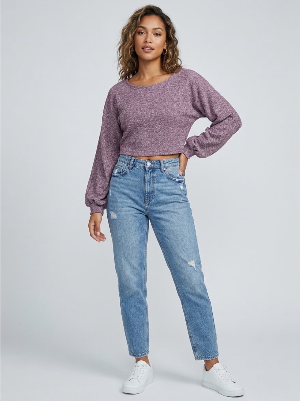 SHEIN Purple Cropped Sweater